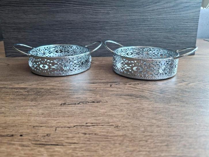 2. Home Accents mini dienblad met steentjes en spiegel, Antiek en Kunst, Antiek | Keukenbenodigdheden, Ophalen of Verzenden