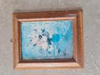 Schilderij in houten lijst, maat 19,6/16. bloemmotief. klei, Ophalen of Verzenden