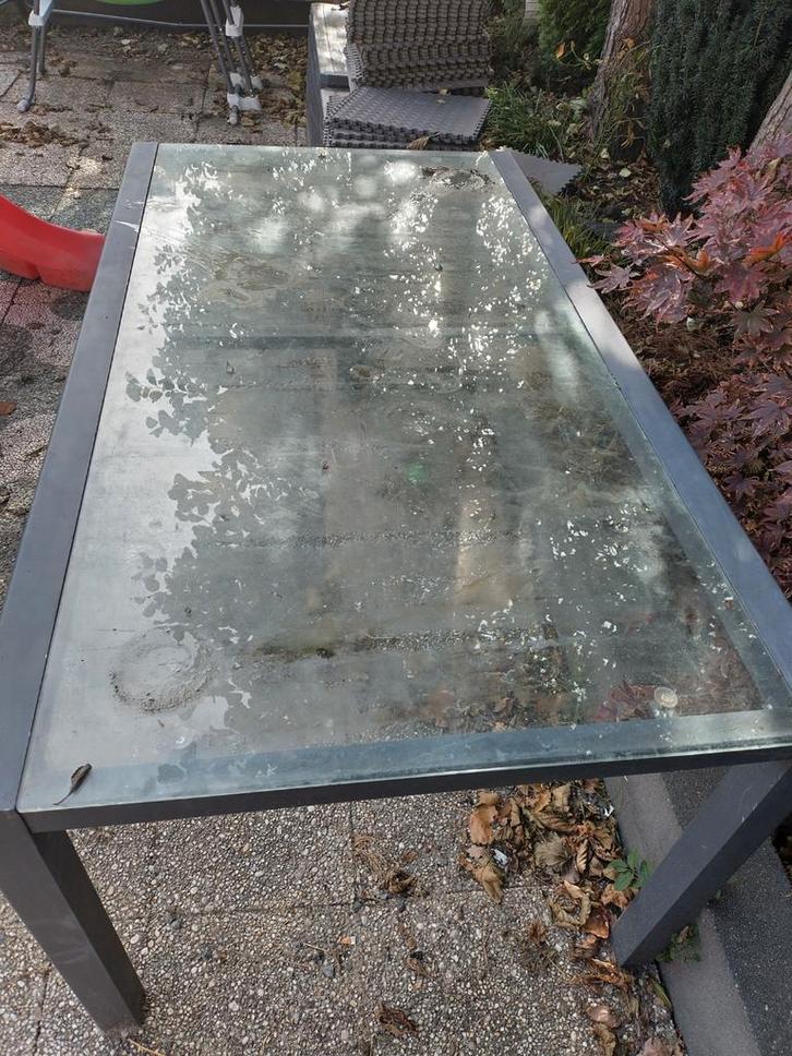 Glazen Tuintafel - Bois Le Duc, Tuin en Terras, Tuintafels, Gebruikt, Rechthoekig, Metaal, Ophalen