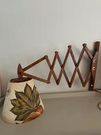 Vintage schaarlamp teak jaren 70, Huis en Inrichting, Lampen | Wandlampen, Ophalen of Verzenden, Zo goed als nieuw, Hout