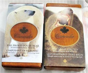 Canada 2 en 8 Dollar set 2004, ijsbeer, grizzly beer, zilver beschikbaar voor biedingen