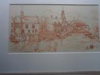 DELFSHAVEN, Mooie Iets Rose Ets in mooi lijstje, Antiek en Kunst, Ophalen of Verzenden