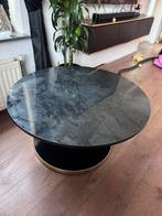 Ronde salontafel marmer/zwart/goud, 50 tot 75 cm, Rond, Zo goed als nieuw, 50 tot 100 cm