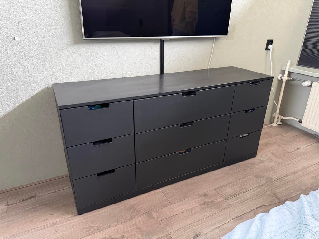 IKEA ladekast - Donkergrijs/Zwart - Nette staat, Huis en Inrichting, Kasten | Ladekasten, Ophalen, Gebruikt, 5 laden of meer, 150 tot 200 cm