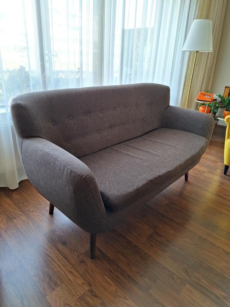 2,5 zits retro bank bruin, Ophalen, Gebruikt, 75 tot 100 cm, Stof