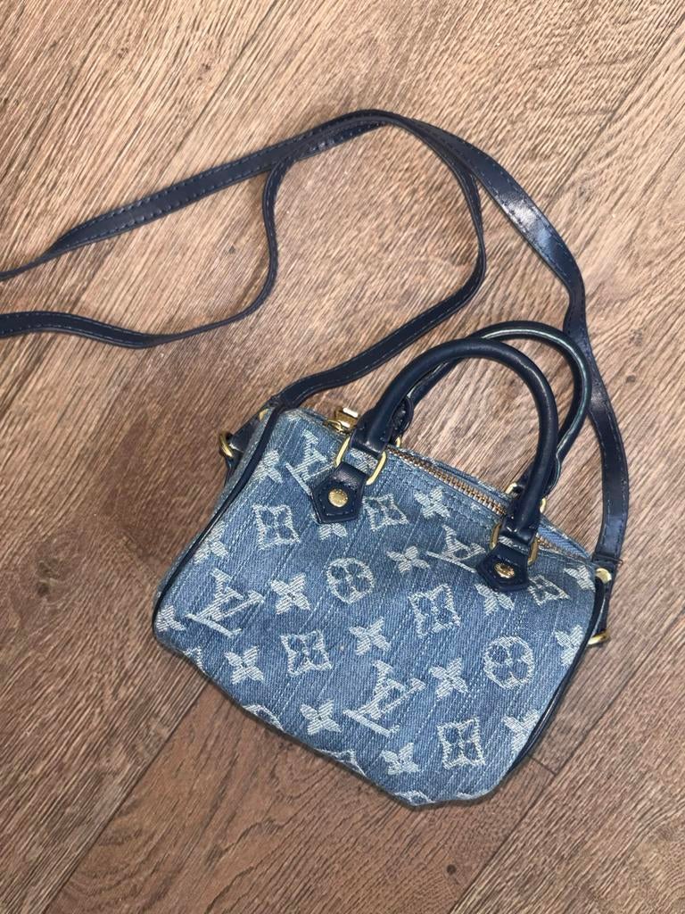 Mini tasje spijkerstof L., Sieraden, Tassen en Uiterlijk, Tassen | Damestassen, Verzenden, Nieuw, Blauw, Schoudertasje