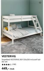 Stapelbed Jysk Verstevig  80/120x200 inclusief ladder wit, Ophalen, Zo goed als nieuw, Stapelbed
