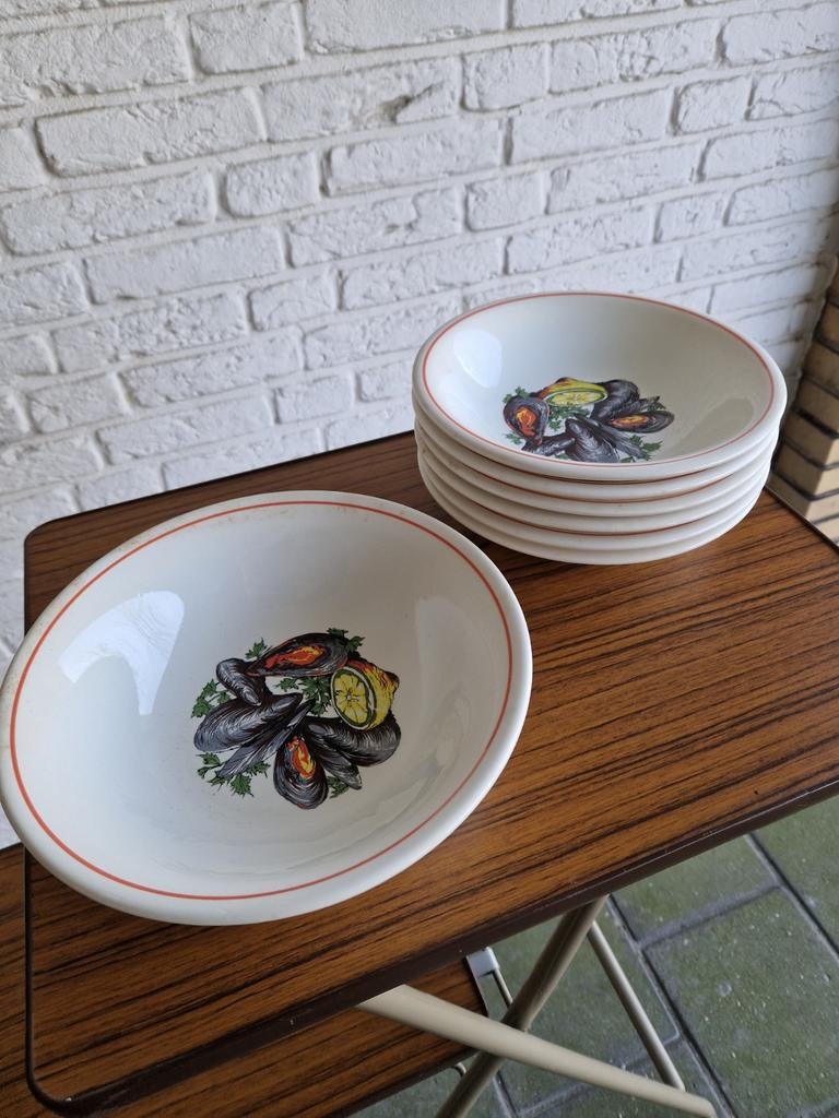 Italy Set mussel 7 plates, Ophalen of Verzenden