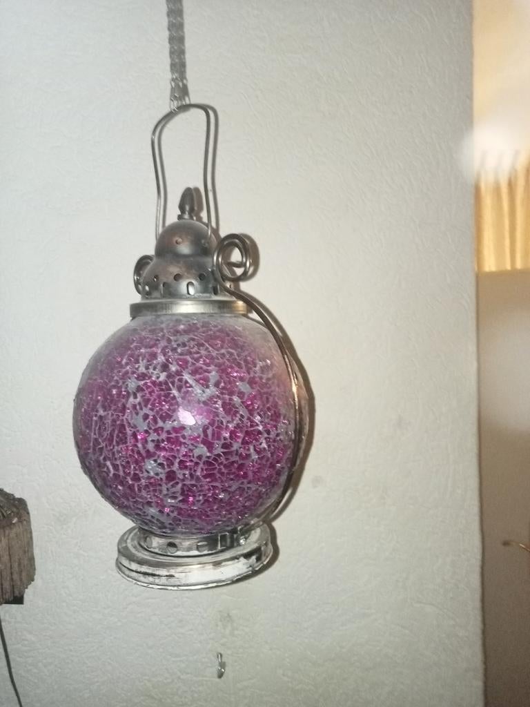 Oosterse hanglamp mozaïek paars/rood, Antiek en Kunst, Ophalen of Verzenden