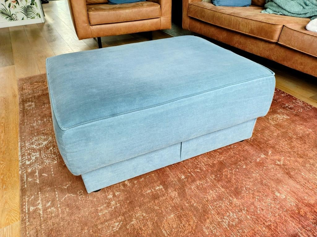 Poef/hocker Ruga van Basic label (Woood) ijsblauw, Ophalen, Gebruikt, 50 tot 75 cm, 75 tot 100 cm