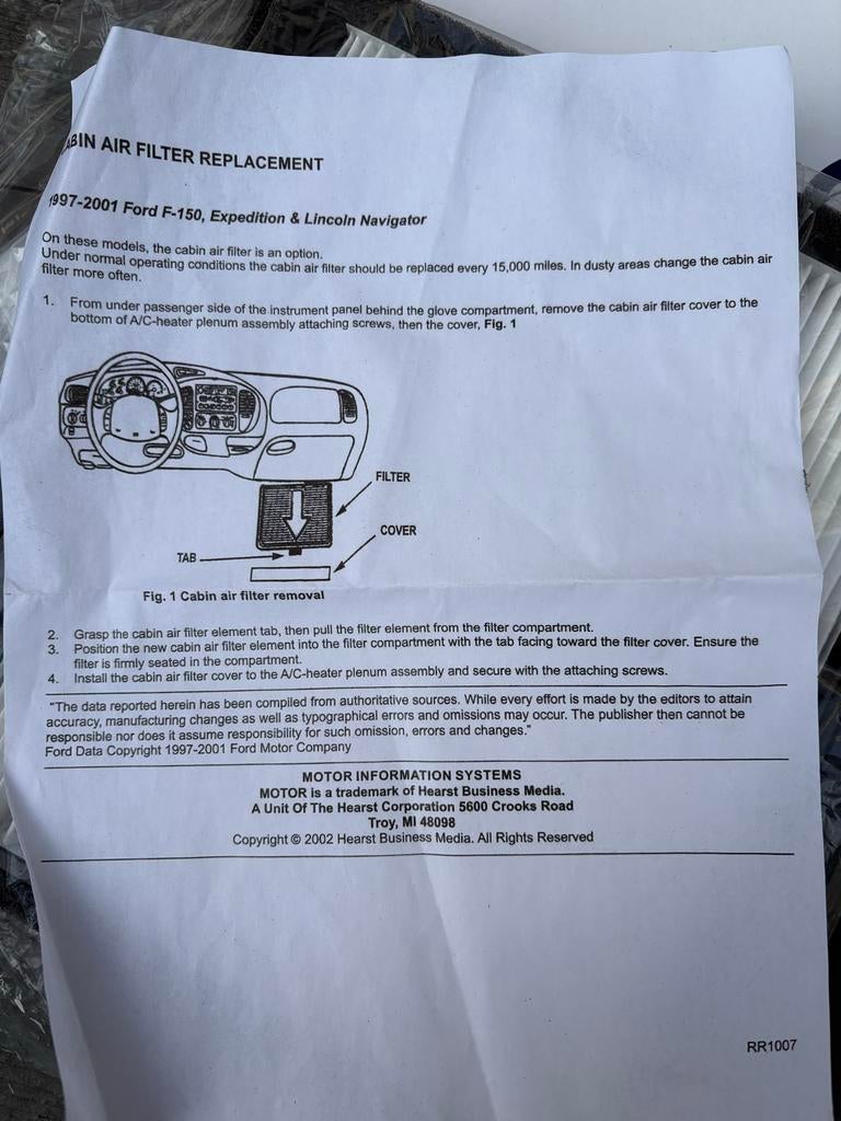 UAC FI 1007C cabin air filter Ford F-150 Expedition, Auto-onderdelen, Ophalen of Verzenden, Nieuw, Ford