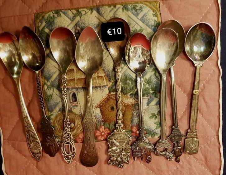Vintage zilveren theelepels 9st verschillende per lepel €10, Ophalen of Verzenden