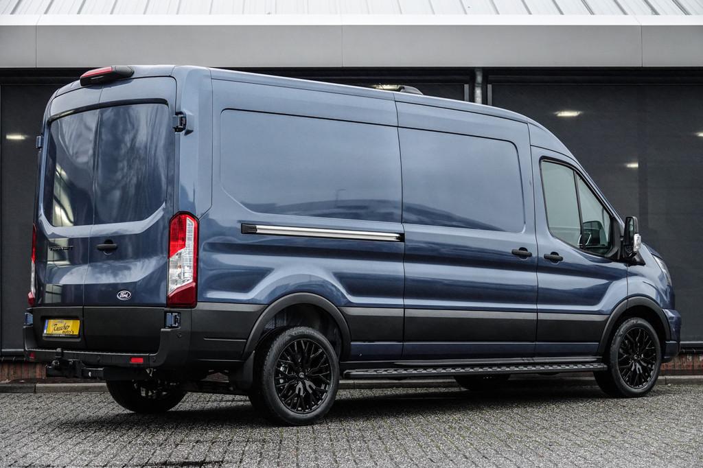 Ford Transit L3H2 | 2.0Tdci 165Pk A8 Aut. | 350 | Raptor Edi, Auto's, Bestelauto's, 12 maanden, Stof, Zwart, 4 cilinders