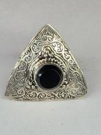 Zilveren Boheemse Ring Met Onyx, Sieraden, Tassen en Uiterlijk, Ringen, Verzenden, ., Zo goed als nieuw, .