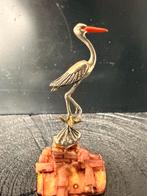 Zilveren miniatuur ooievaar met emaille snavel, Ophalen of Verzenden, Zilver