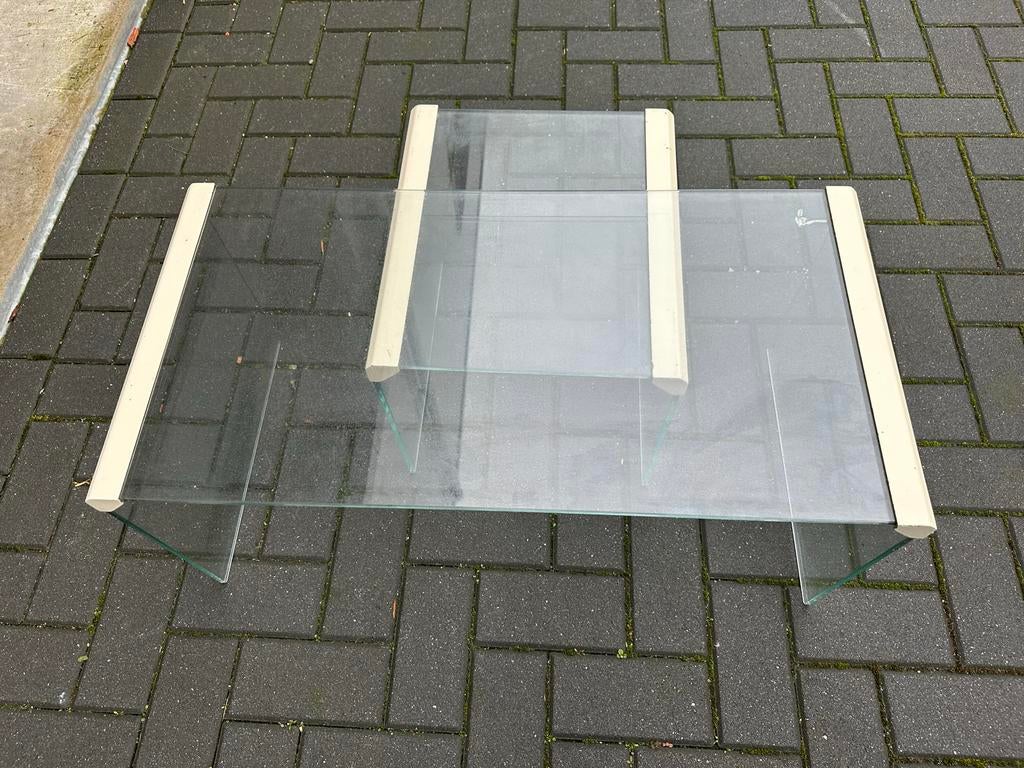 Glazen Salontafel van Galotti & Radice, Ophalen, Gebruikt, 100 tot 150 cm, Info@gijosvintage.nl