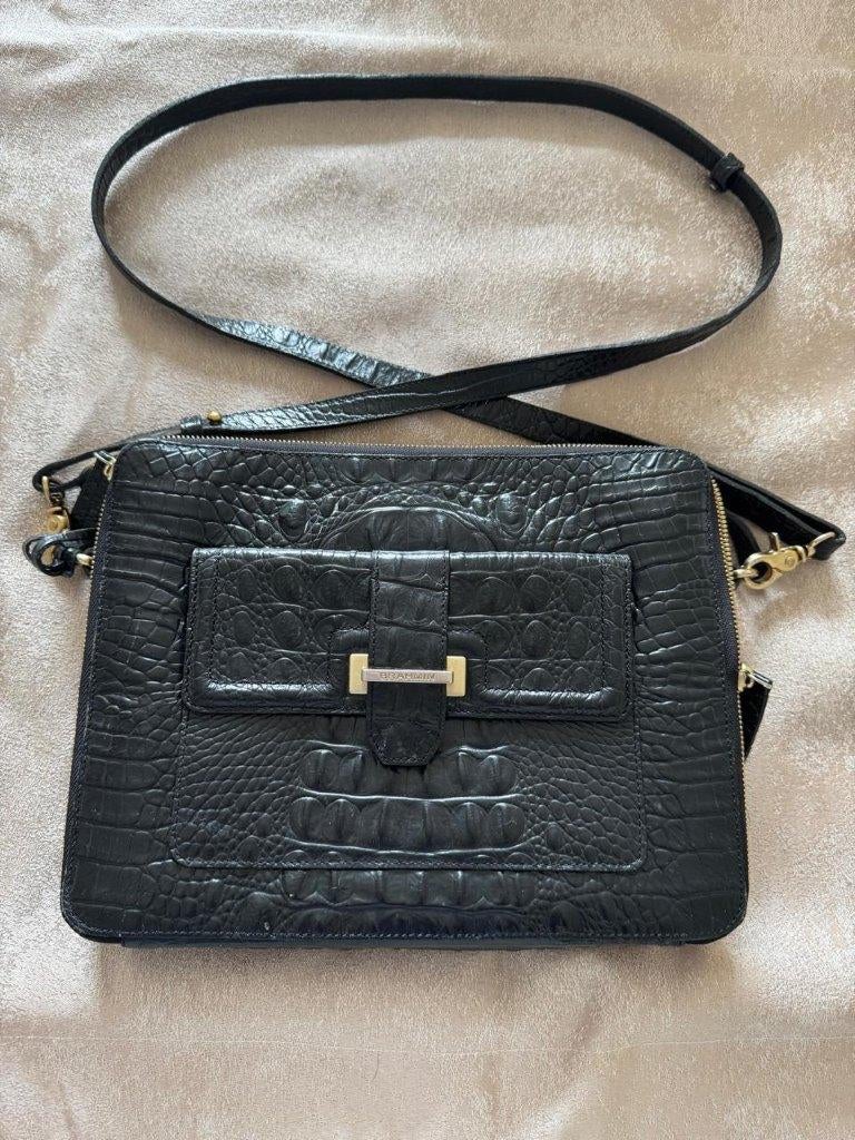 Authentieke leren Brahmin handtas, Ophalen of Verzenden, Zo goed als nieuw, Zwart, Handtas