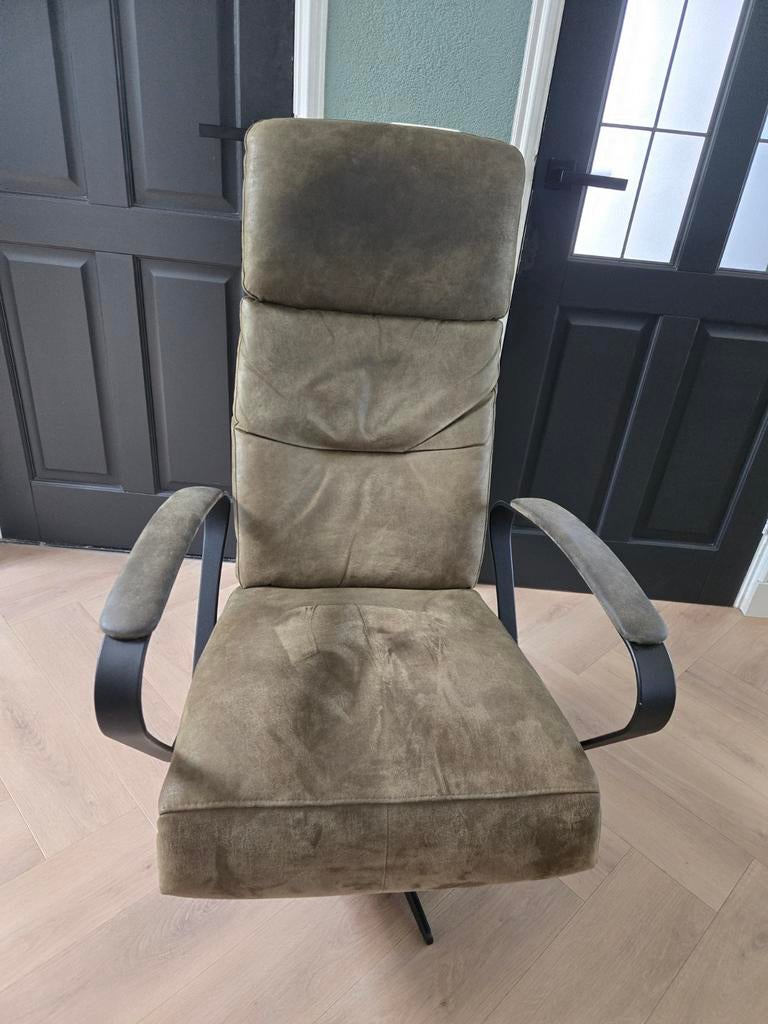 Mooie nubuck leren relax stoel., Ophalen, Zo goed als nieuw, 75 tot 100 cm, 50 tot 75 cm