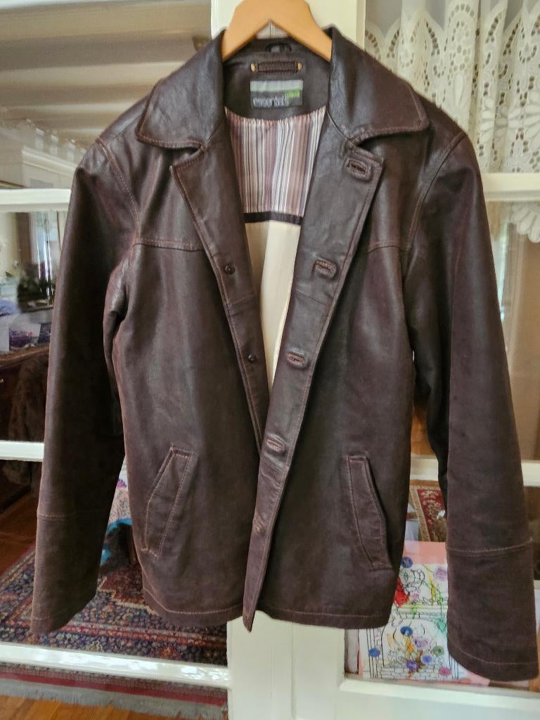 zeer mooie leren jas heren maat S, Kleding | Heren, Ophalen of Verzenden, Zo goed als nieuw, Maat 46 (S) of kleiner, Bruin