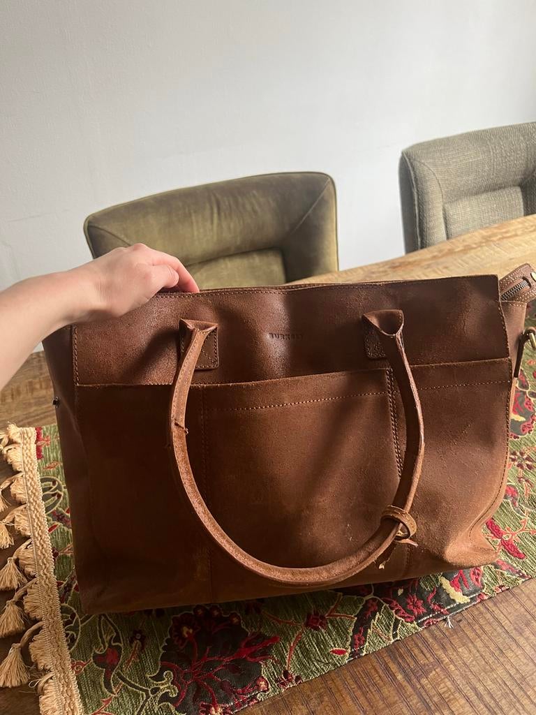 Burkely leren tas - bruin, Ophalen, Gebruikt, Bruin, Handtas