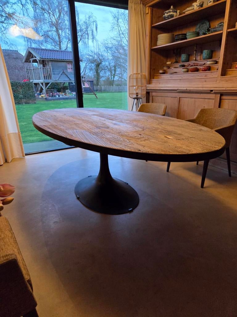 Ovale eettafel 240x120x75 cm, Gebruikt, 200 cm of meer, Vijf personen of meer, Ovaal