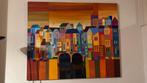Kees Kooy Kleurrijk Stadsgezicht Schilderij, Antiek en Kunst, Ophalen of Verzenden