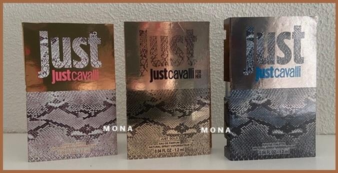 JustCavalli set 3 parfum samples proefjes testers monsters, Verzenden, Nieuw