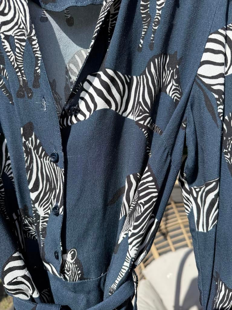 Cavallaro jurk met zebra motief - 2 stuks, Ophalen of Verzenden, Gedragen, Maat 38/40 (M), Blauw