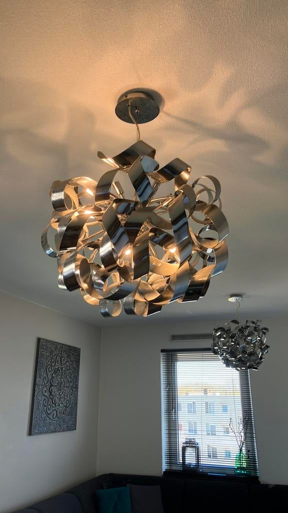 2x chroom /zilver krul lamp, Ophalen of Verzenden, Zo goed als nieuw