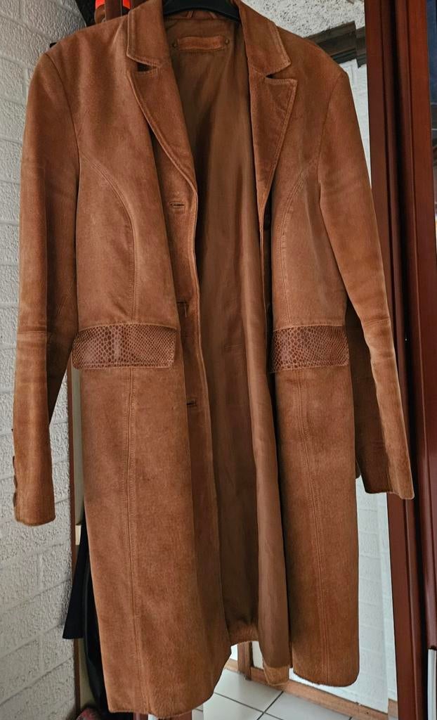 Leren cognac bruine jas maat L, Kleding | Dames, Jassen | Zomer, Gedragen, Maat 38/40 (M), Bruin, Verzenden