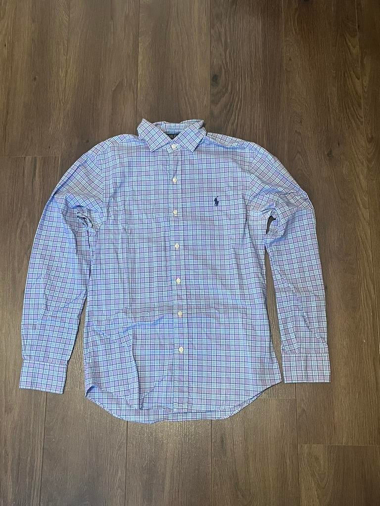 Ralph Lauren overhemd meerkleurig geruit  donkerblauw logo S, Ophalen of Verzenden, Nieuw, Blauw, Halswijdte 38 (S) of kleiner