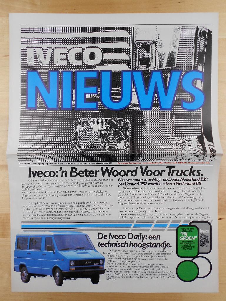 Iveco / Magirus / Fiat Nieuws Maandblad Januari 1982, Iveco, Ophalen of Verzenden, Zo goed als nieuw, Overige merken