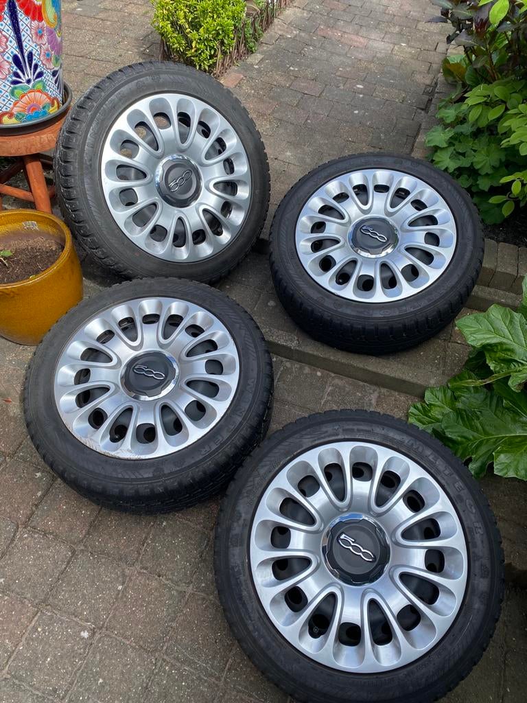 Winterbanden met roestvrijstalen velgen voor Fiat 500, Ophalen, 15 inch, Banden en Velgen, 185 mm