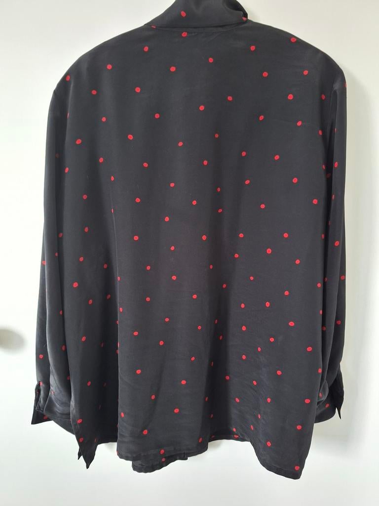Markwald Zwarte Blouse met Rode Polkadots - Maat 46, Kleding | Dames, Grote Maten, Zo goed als nieuw, Blouse of Tuniek, Zwart