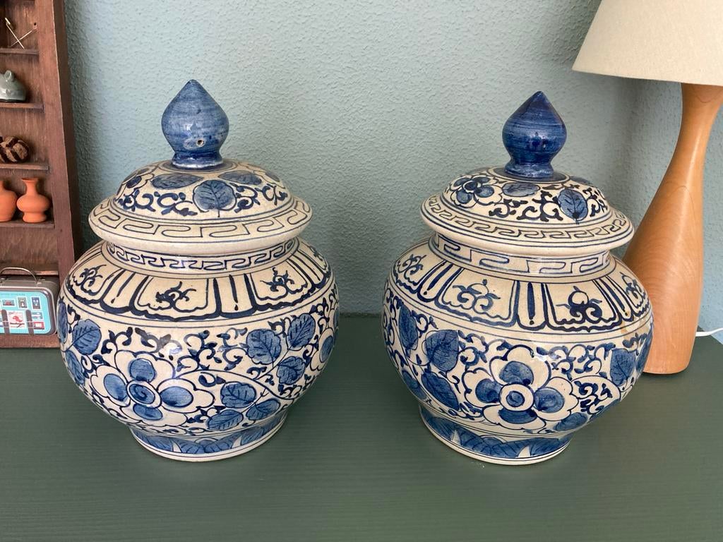 Antieke Chinese Gemberpotten - Blauw en Wit Porselein, Ophalen of Verzenden