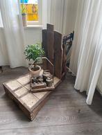 GRATIS: Antieke Houten Weegschaal/ Bascule met gewichten, Ophalen