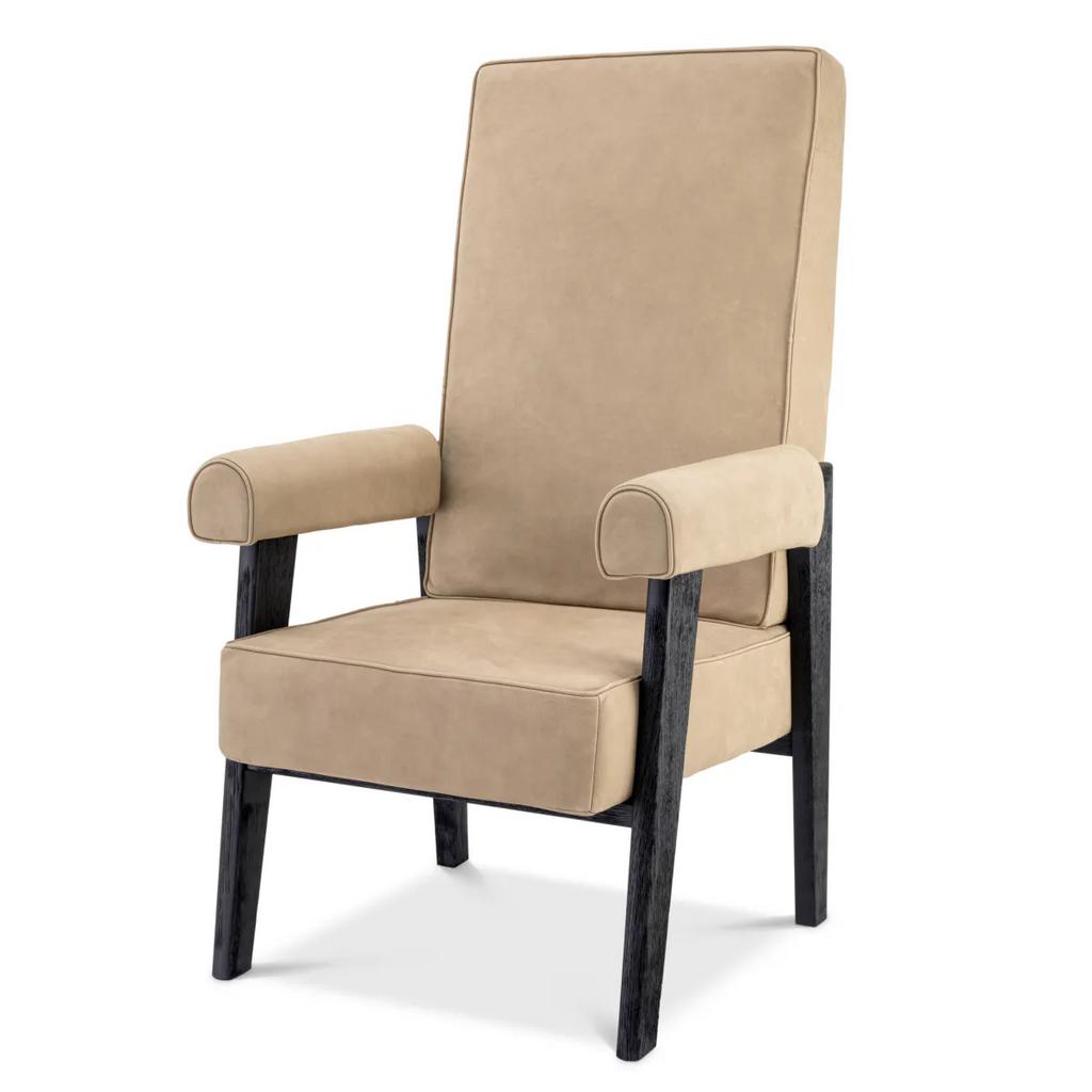 Eichholtz fauteuil Milo nubuck leer beige in nieuwstaat, Ophalen, Minder dan 75 cm, Nieuw, Leer