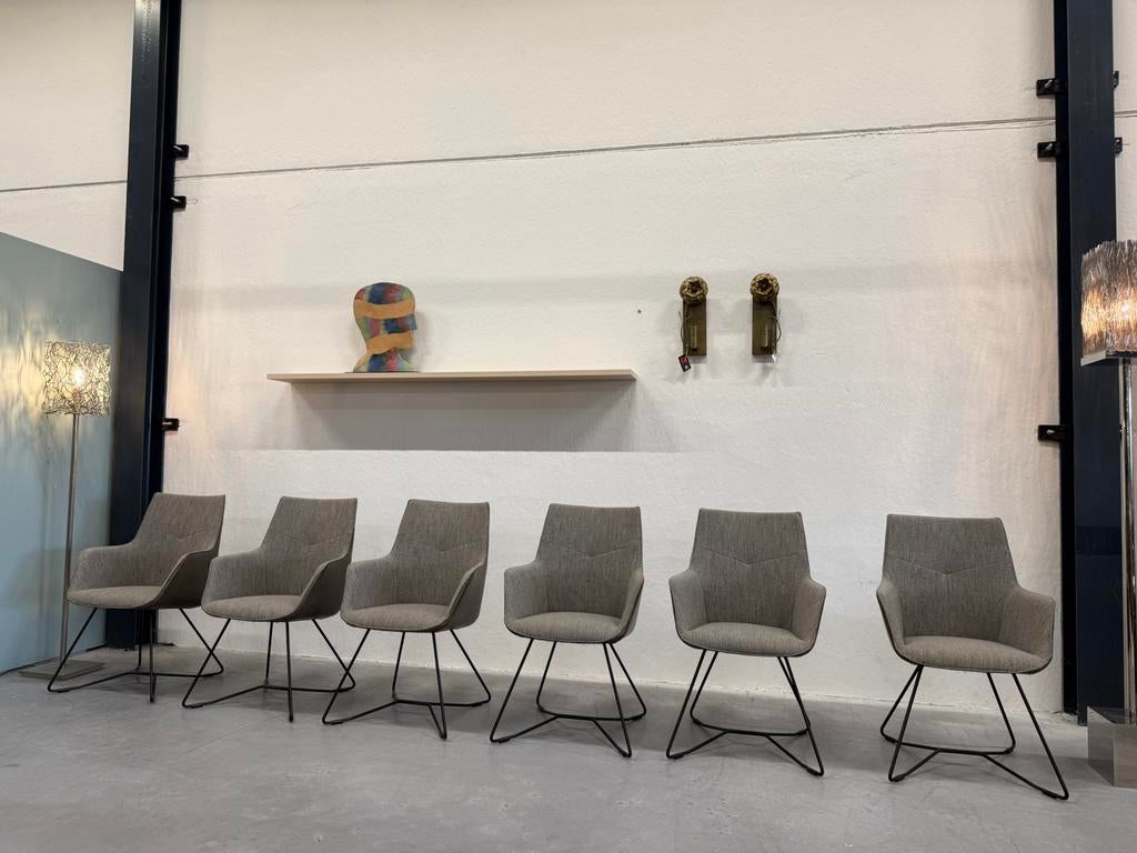 6 Nieuw De Toekomst Quinty eetkamerstoel leer stof Design, Bruin, Nieuw, Ophalen of Verzenden, Vijf, Zes of meer stoelen