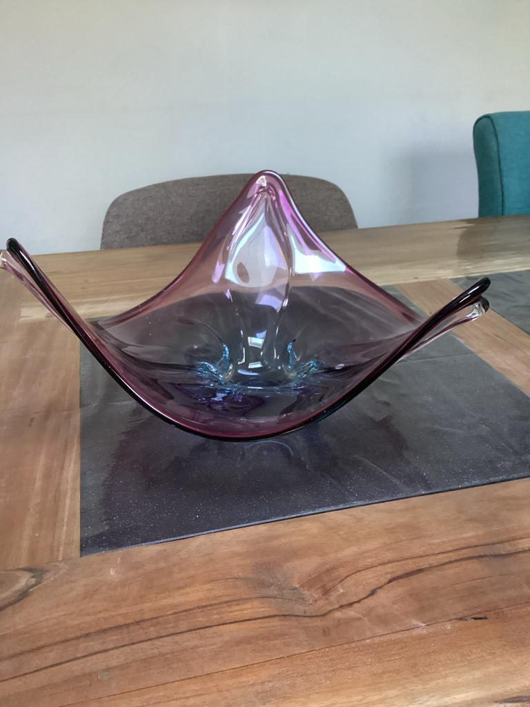 Murano Glazen Centerpiece Roze & Blauw - Fruit Schaaltje, Antiek en Kunst, Ophalen of Verzenden