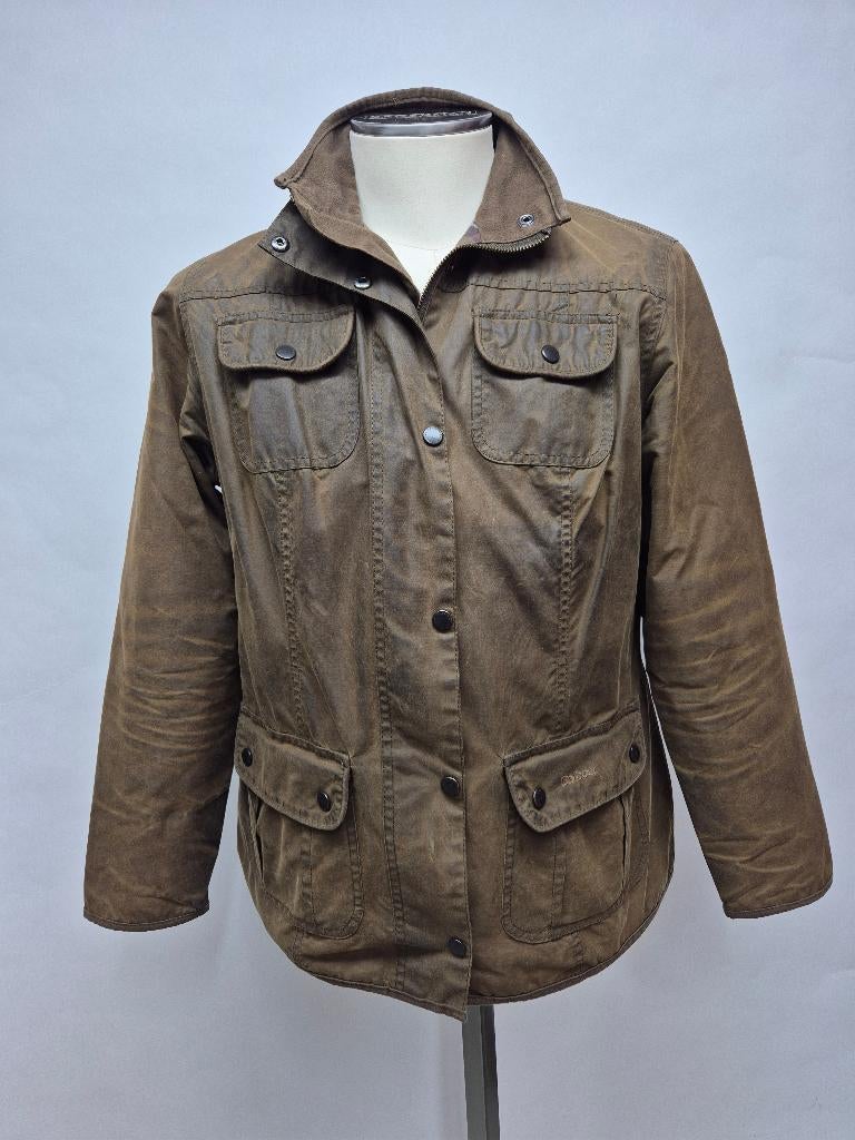 Barbour dames wax jas, maat 42 top!, Barbour, Bruin, Maat 42/44 (L), Ophalen of Verzenden