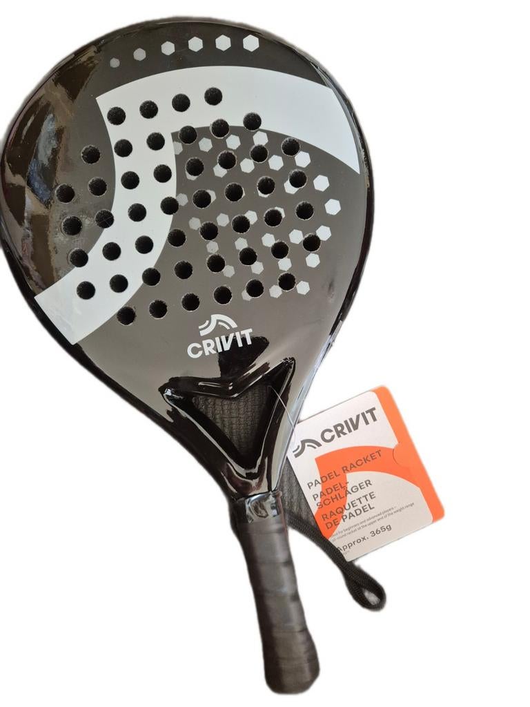 Nieuw Crivit Padel Racket - 365g - Zwart/zilver, Sport en Fitness, Padel, Ophalen of Verzenden, Nieuw, Padelracket