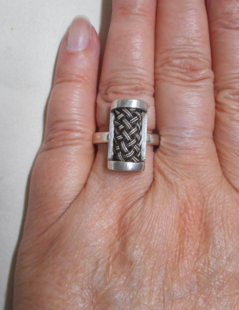 Zilveren verstelbare modernist ring nr.190, 18 tot 19, Verzenden, Zo goed als nieuw, Dame