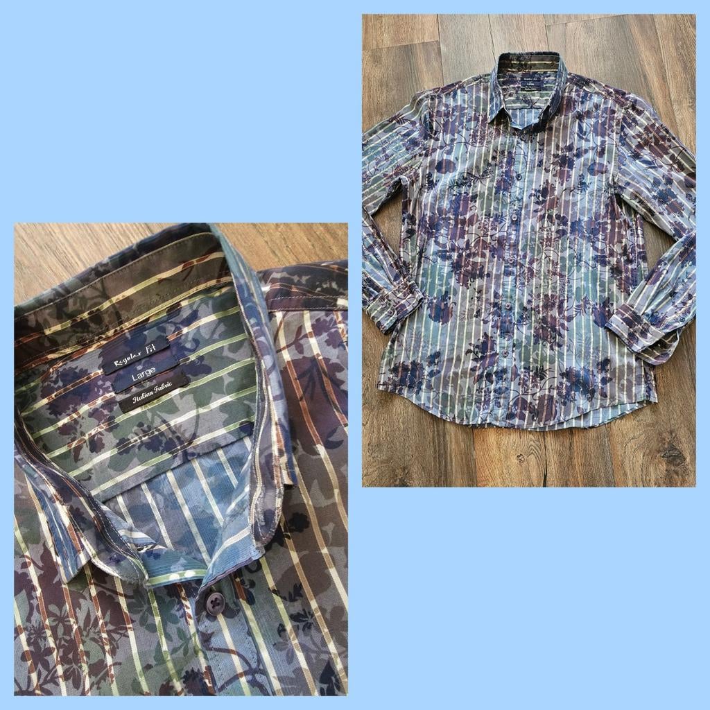 Italian style prachtig overhemd mt L in zeer goede staat, Ophalen of Verzenden, Zo goed als nieuw, Halswijdte 41/42 (L)