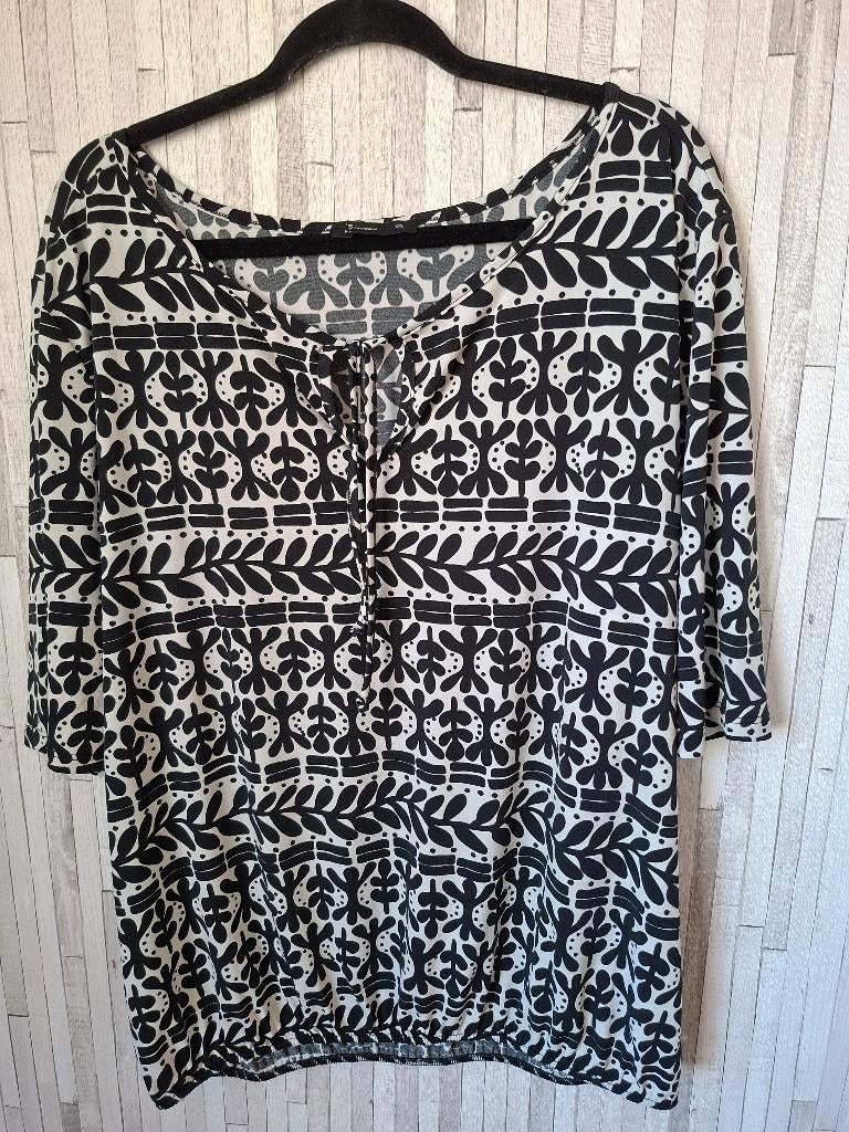 gekleed shirt zwart/wit maat 48, Kleding | Dames, Grote Maten, Zwart, FOS Amsterdam, Zo goed als nieuw, Shirt of Top