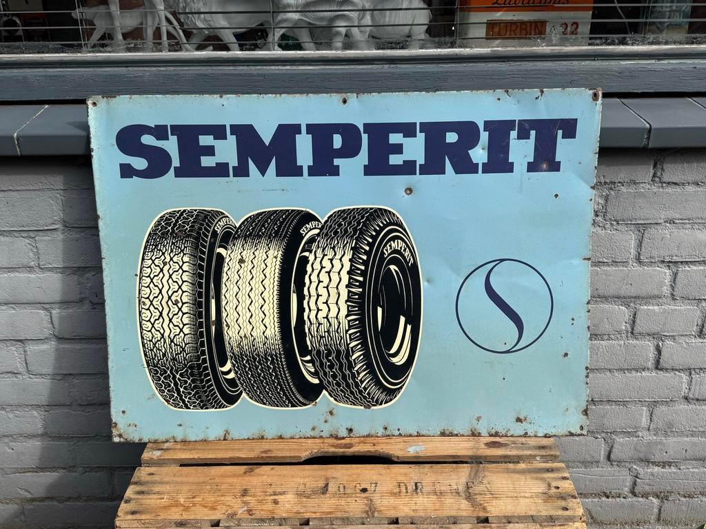 Vintage Semperit Reclamebord - Banden, Reclamebord, Gebruikt, ., Ophalen of Verzenden