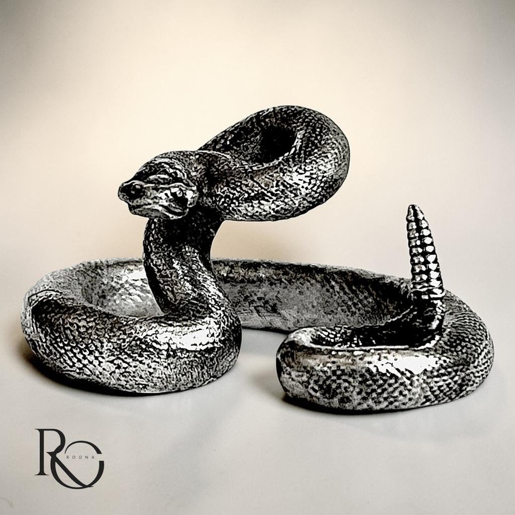 Handgegoten Zilveren Miniatuur – Ratelslang (925 Sterling), Ophalen of Verzenden, Zilver