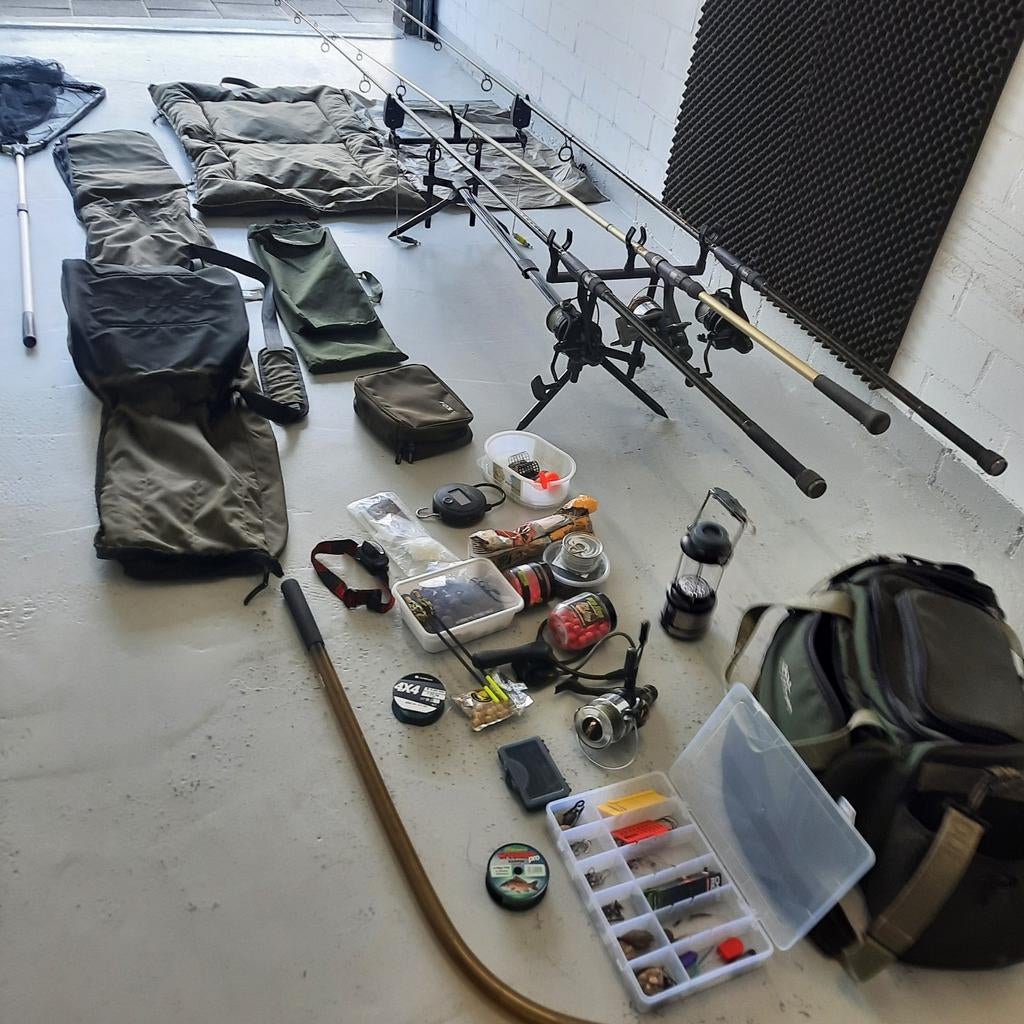 COMPLEET KARPERSET, Watersport en Boten, Hengelsport | Karpervissen, Ophalen, Zo goed als nieuw, Complete set