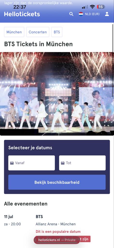 BTS World Tour | Platinum Ticket | Munich | 11 Juli, Eén persoon, Juli