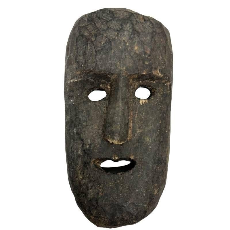 Antiek Nepalees houten masker met serene uitstraling LOT 482, Huis en Inrichting, Woonaccessoires | Boeddhabeelden, Gebruikt, Ophalen of Verzenden