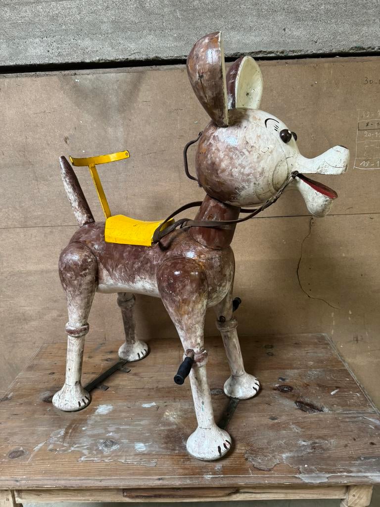 Oude volledig houten kermis draaimolen figuur, Verzamelen, Ophalen of Verzenden, Gebruikt